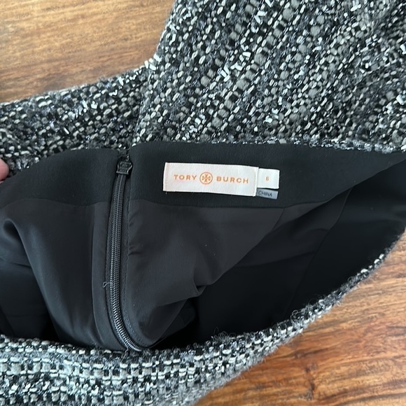 Tory Burch Ada Tweed Grey Metallic Thread Mini Skirt Sz6 - Picture 10 of 14